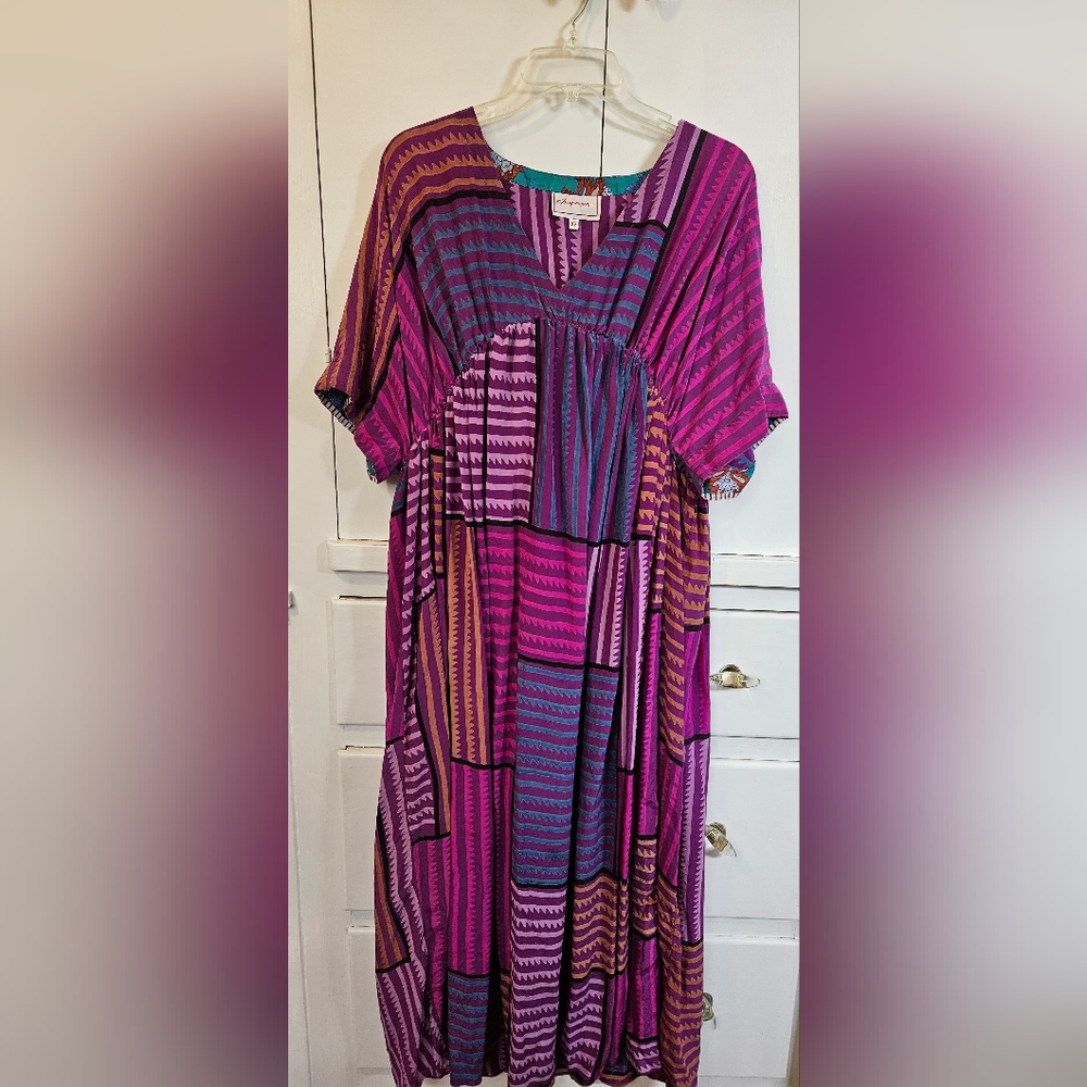 Vibrant Multicolor Anthropologie  Women's Kaftan Dress